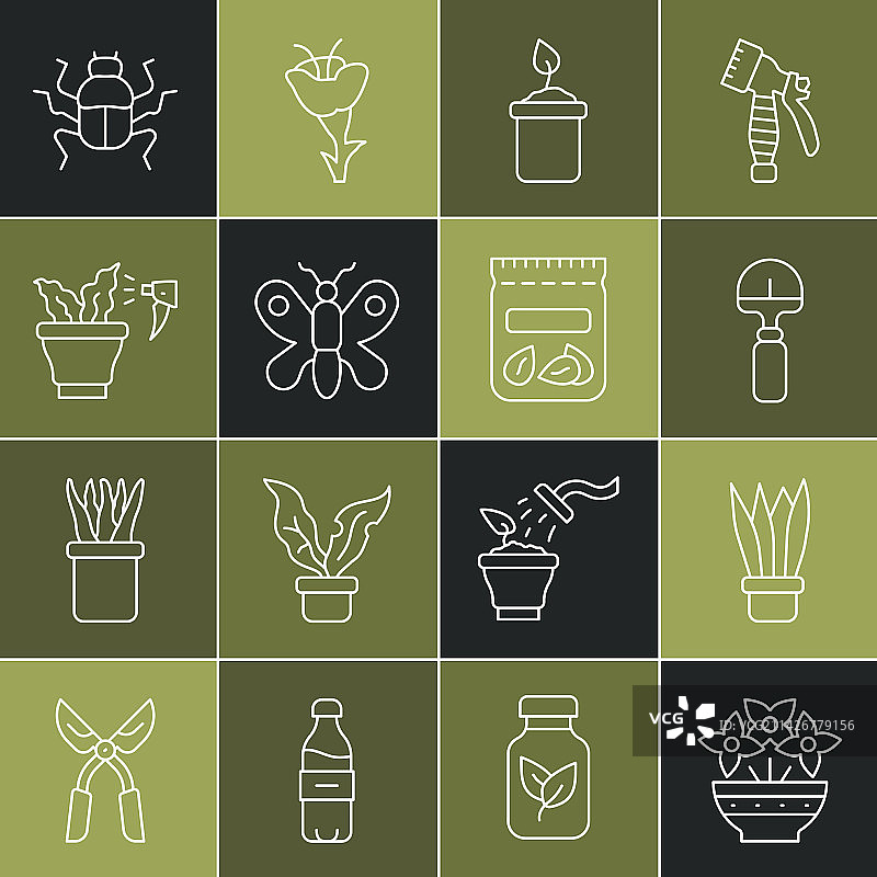 花瓶花盆铲子嫩芽图标图片素材