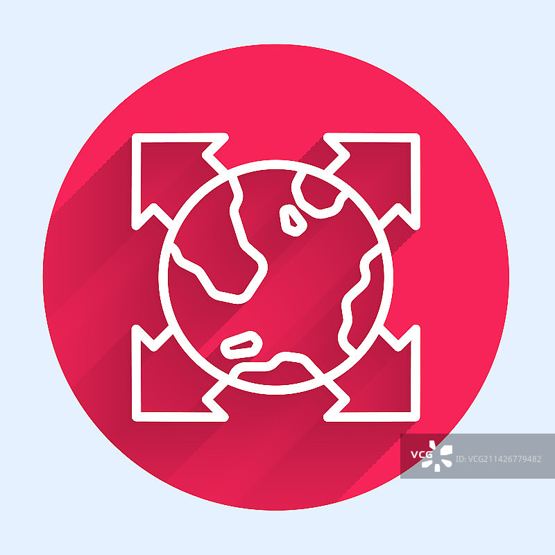 白色线条地球仪指南针图标图片素材