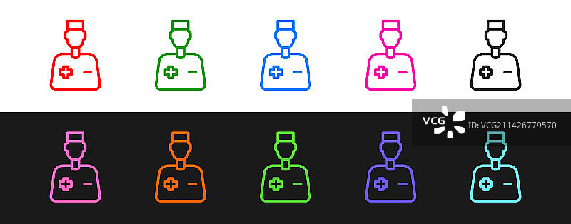 黑色背景上的男医生图标图片素材