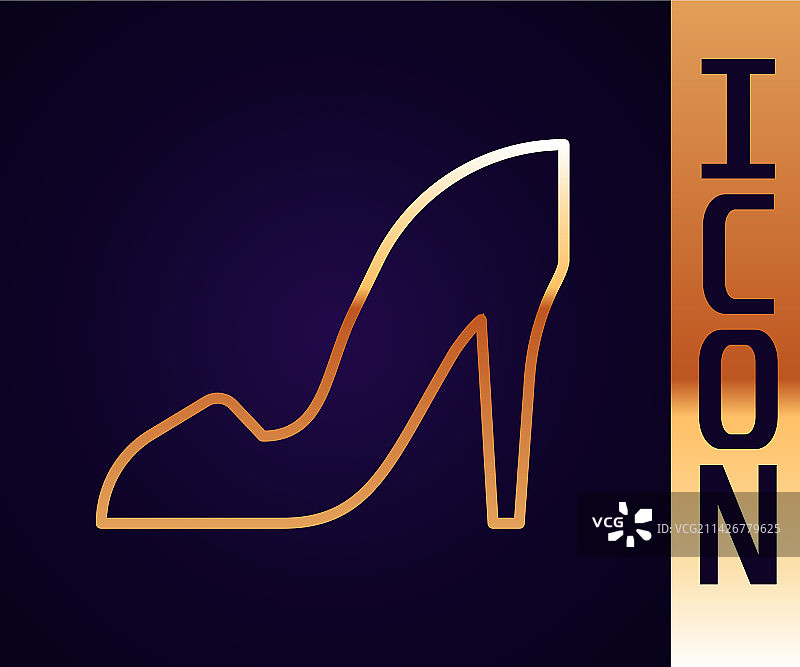 金色线条女士高跟鞋图标图片素材