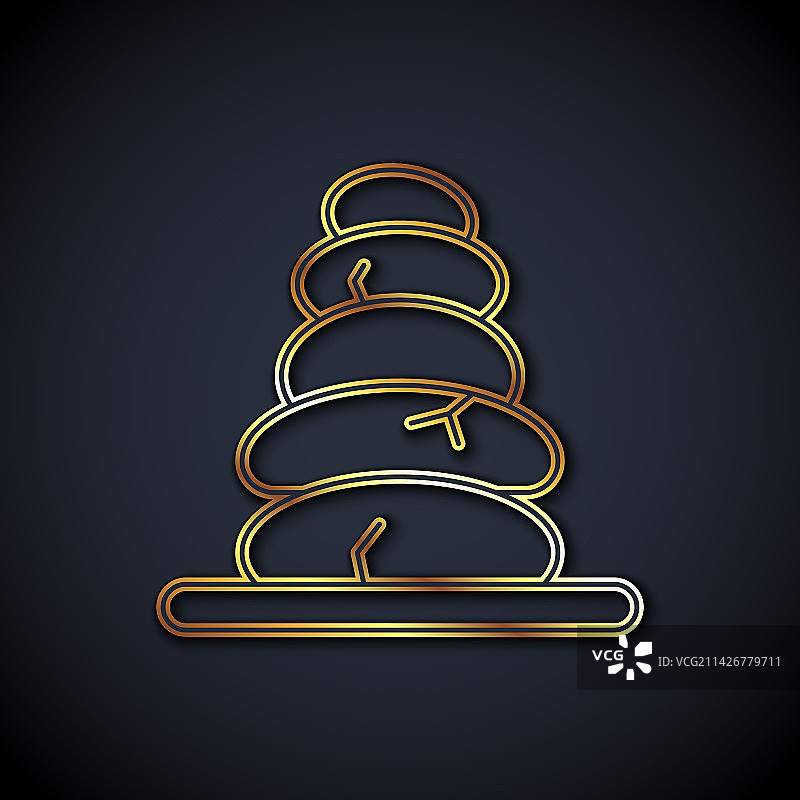 金色线条热石堆图标，黑色背景图片素材