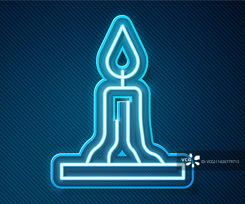 烛台上燃烧的发光霓虹灯线条蜡烛图片素材