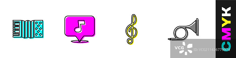 手风琴音符和高音谱号图片素材