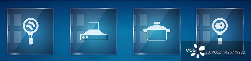 带煎锅厨房抽油烟机烹饪锅的厨具套装图片素材