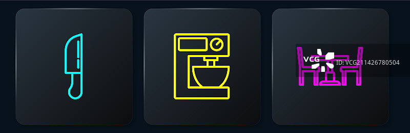 线条素材：刀、木桌和椅子图片素材