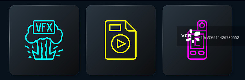 VFX灯光表和AVI文件文档线条图标图片素材