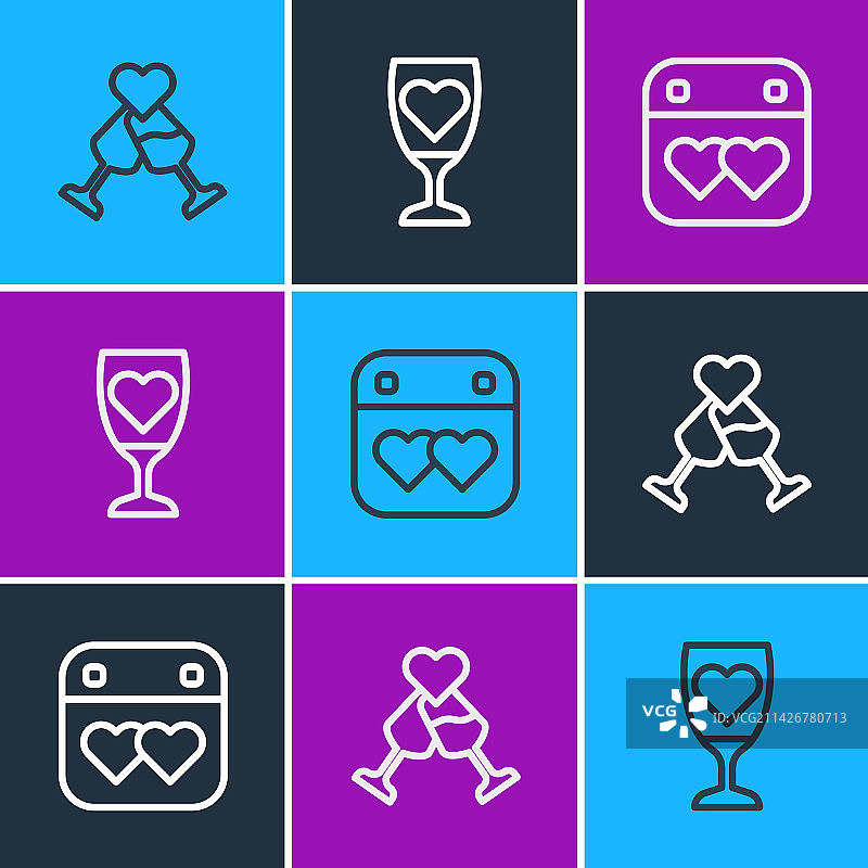 香槟杯和爱心日历图片素材