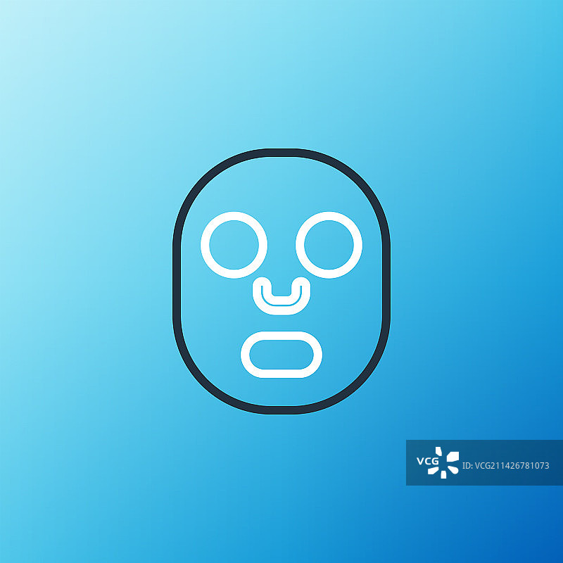 蓝色背景上的线条面部化妆面膜图标图片素材