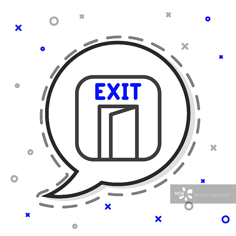 消防出口线条图标，在白色背景上，已隔离图片素材