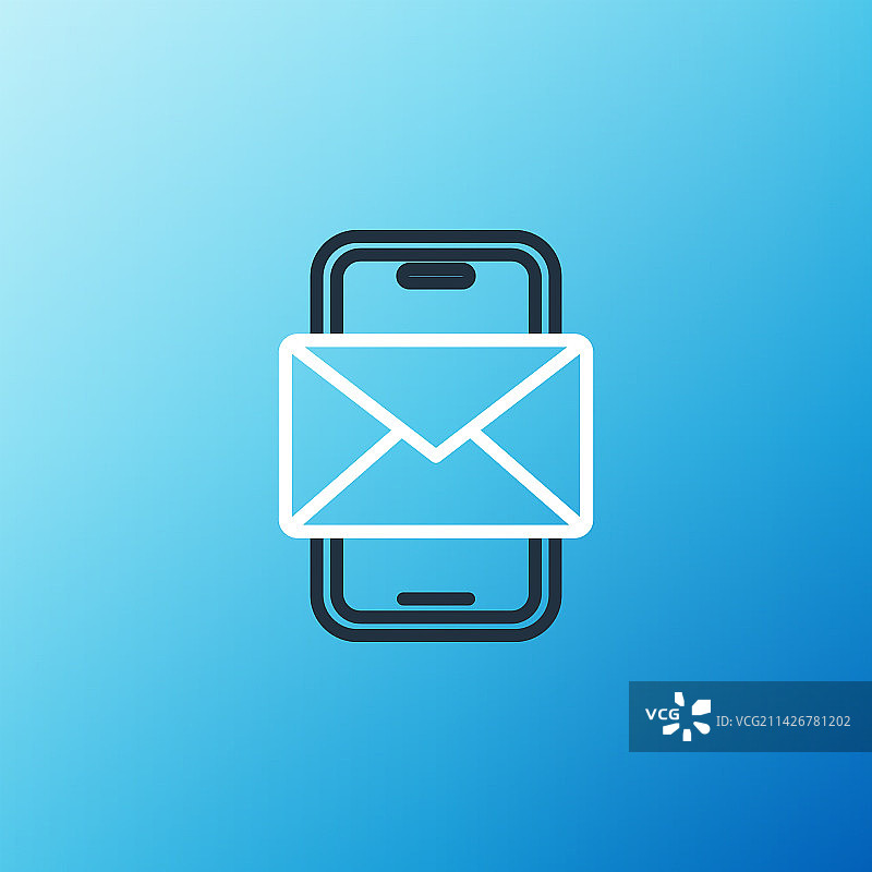 手机和信封新邮件消息线条图标图片素材