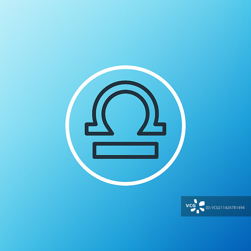 蓝色背景上的线性天秤座标志图标图片素材