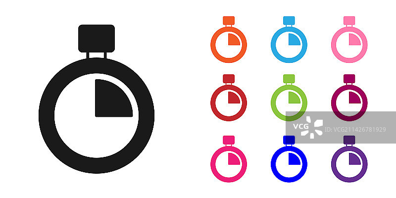 白色背景上的黑色秒表图标图片素材