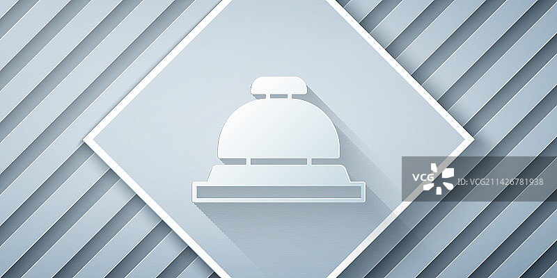 灰色背景上的剪纸酒店服务铃图标图片素材