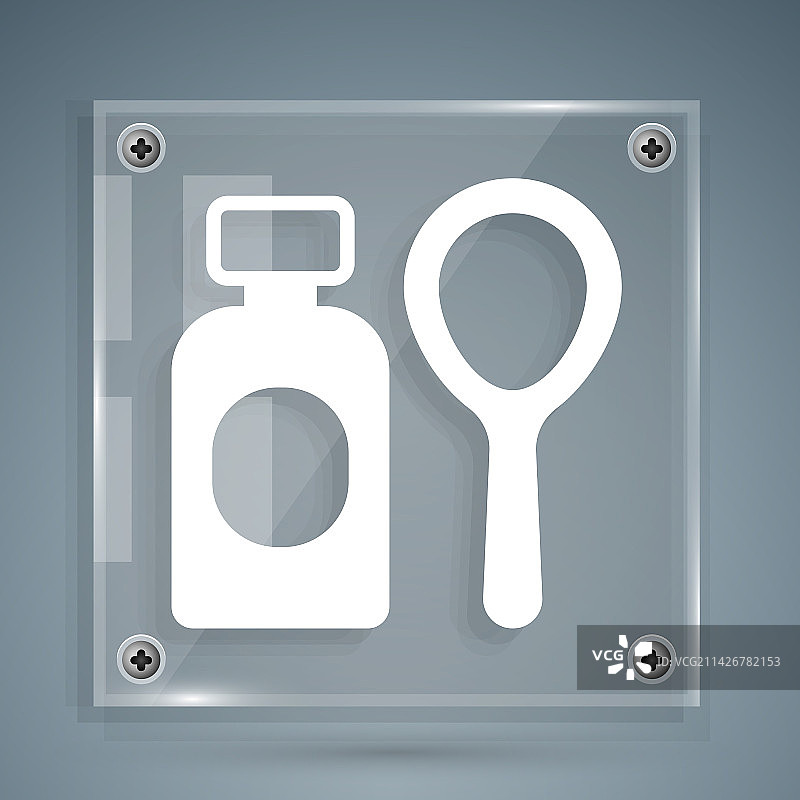 灰色背景上的白色肥皂泡瓶图标图片素材