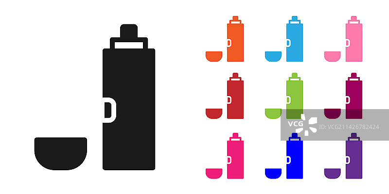 白色背景上的黑色保温容器图标图片素材