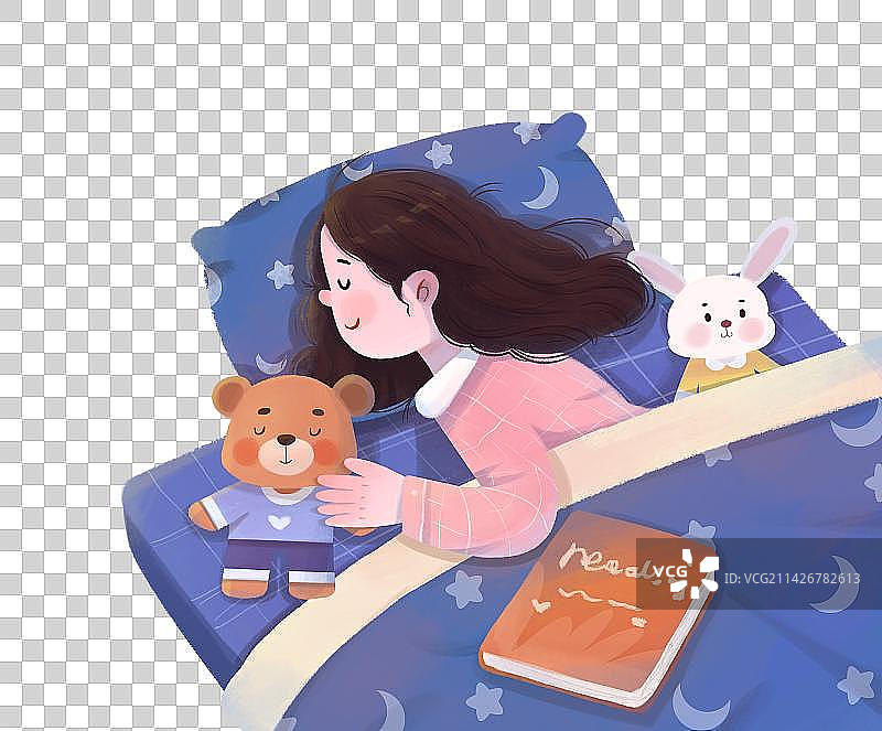 世界睡眠日之女孩睡着免抠元素图片素材