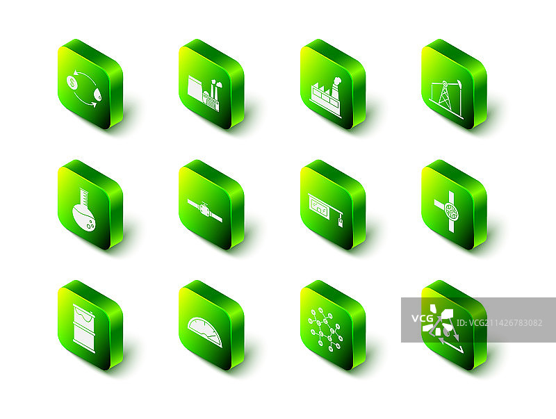 石油工业工厂建筑泵图标套装图片素材