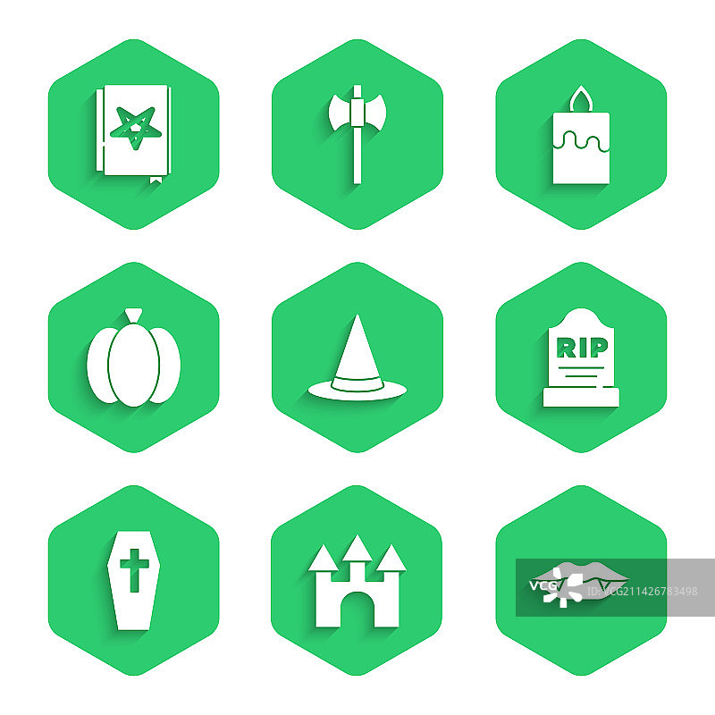 女巫帽子城堡吸血鬼牙墓碑套装图片素材