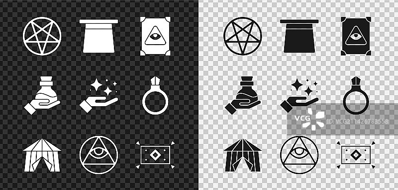 魔法帽古代圆形五角星套装图片素材