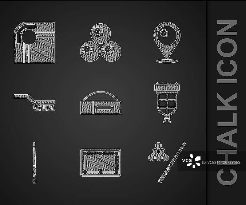 台球杆和台球桌盒套装图片素材