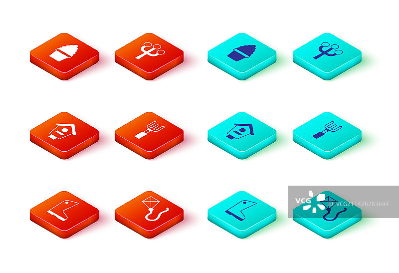 橡胶手套风筝鸟舍园艺耙套装图片素材