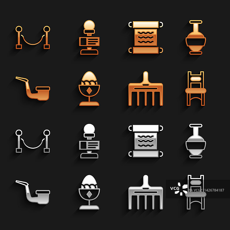 鸡和鸡蛋与古代双耳瓶图片素材