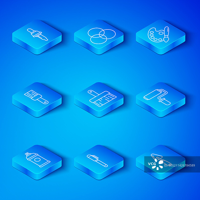 喷雾罐刷子笔滚筒线条组合图片素材