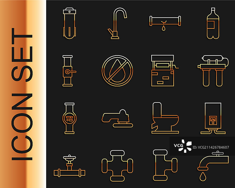水龙头、燃气锅炉等线条素材图片素材