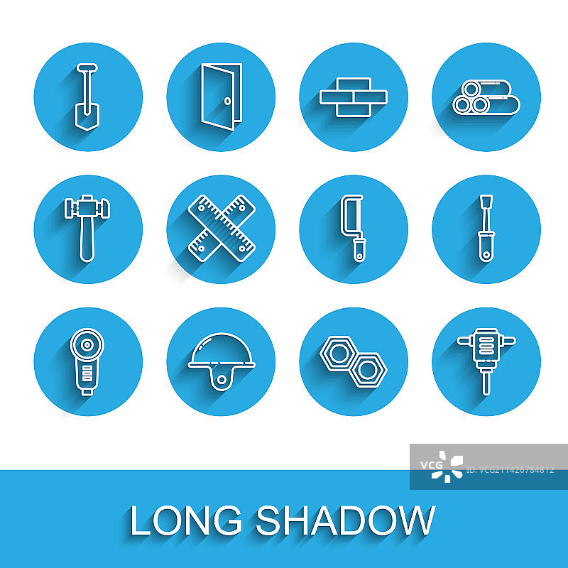 角磨机与工人安全帽套装图片素材