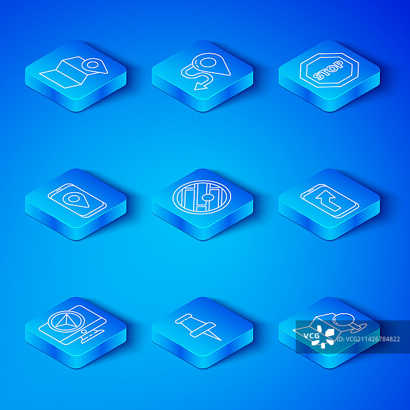 带有位置标记和折叠地图的显示器图片素材