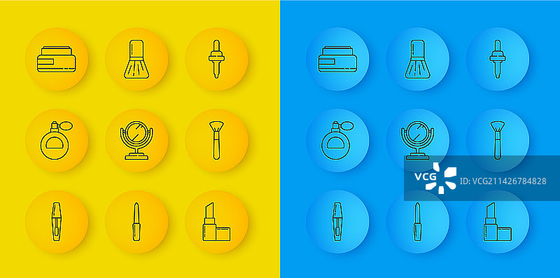 睫毛膏刷、香水与圆形彩妆合集图片素材