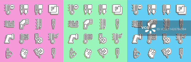 数字温度计气象医疗线条组合图片素材