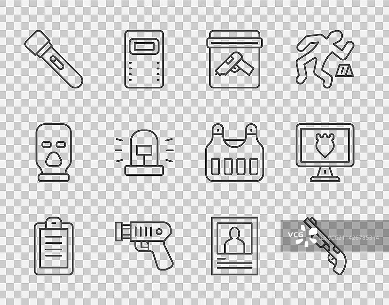 警察报告、猎枪、证据袋图片素材