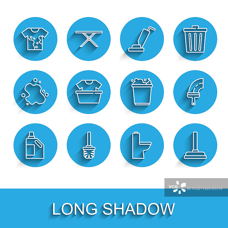 清洁剂瓶、马桶刷线条图标图片素材