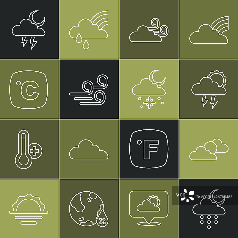 线条云朵雨月亮太阳云图片素材