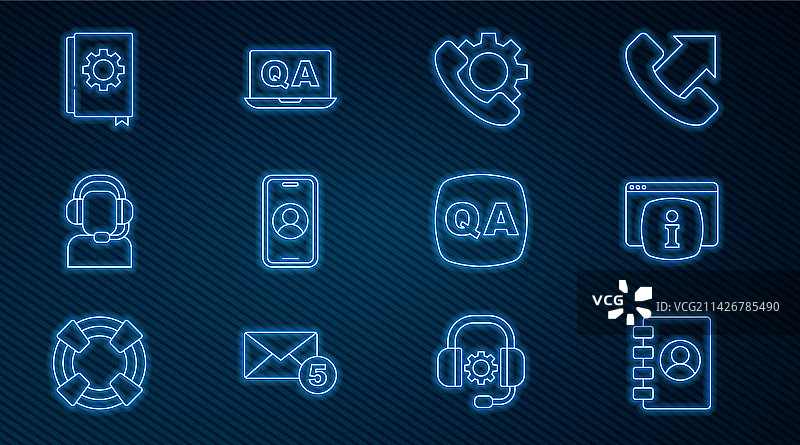 带有常见问题解答的地址簿监视器线性图标图片素材