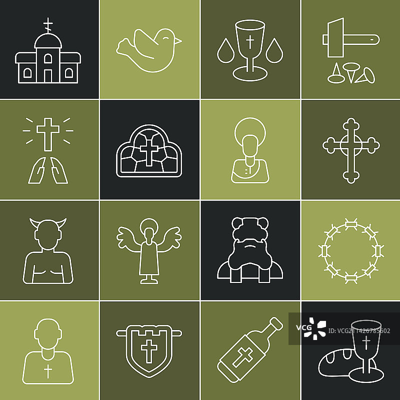 高脚杯、面包与荆棘王冠图片素材