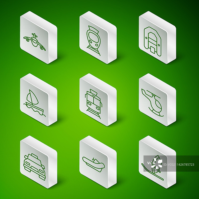 帆板漂流船飞机有轨电车线条组合图片素材