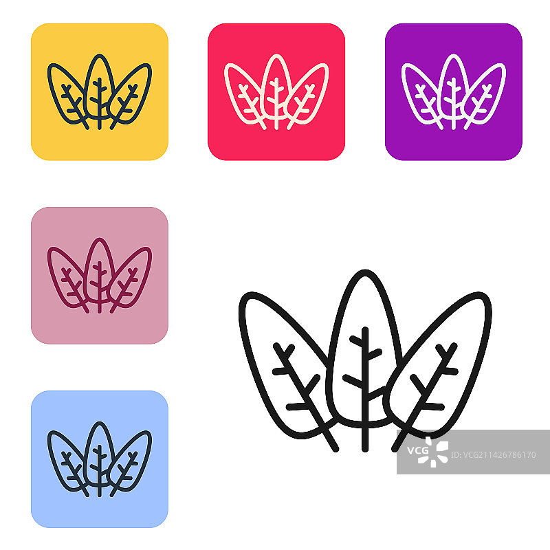 黑色线条叶子图标图片素材