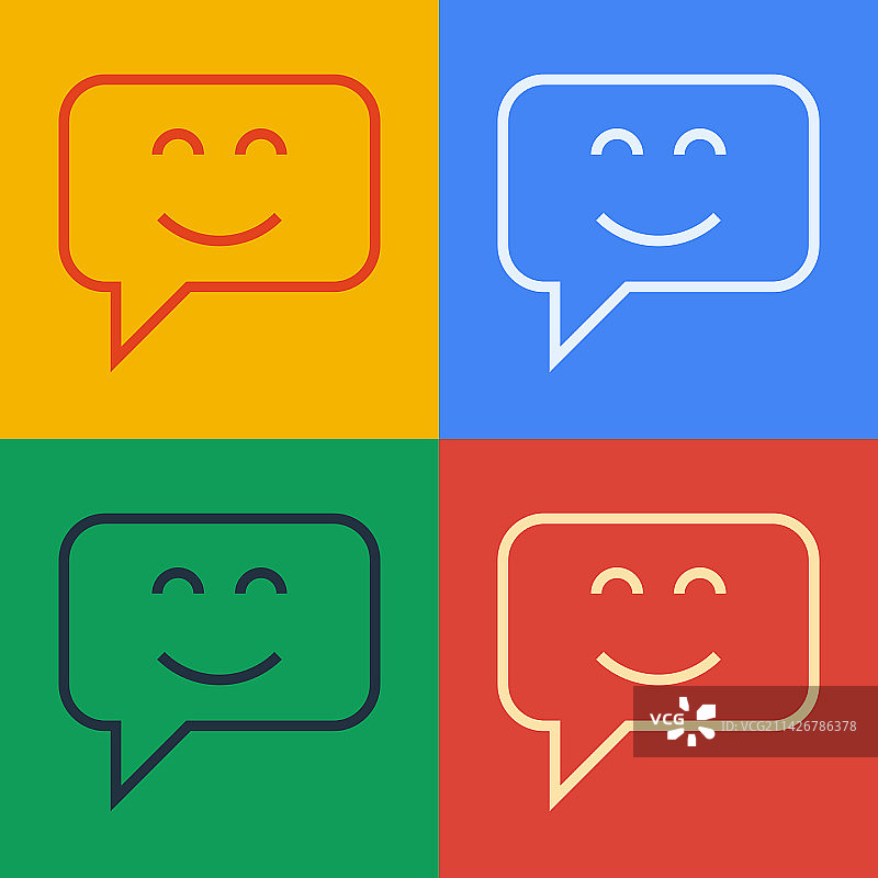 波普艺术风格彩色笑脸图标图片素材