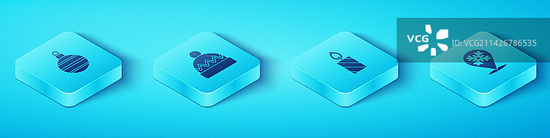 2.5D 圣诞球冬季帽子套装图片素材