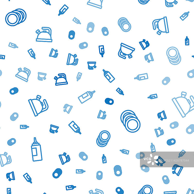 调味瓶、餐盘和水壶线条组合图片素材