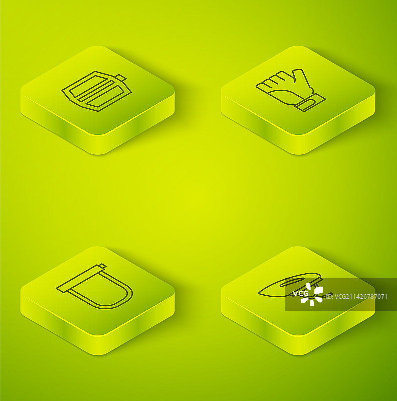 2.5D等距线条手套自行车锁头盔图片素材