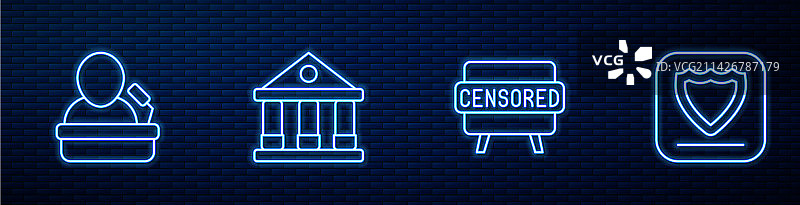 审查印章扬声器法院线性图标图片素材