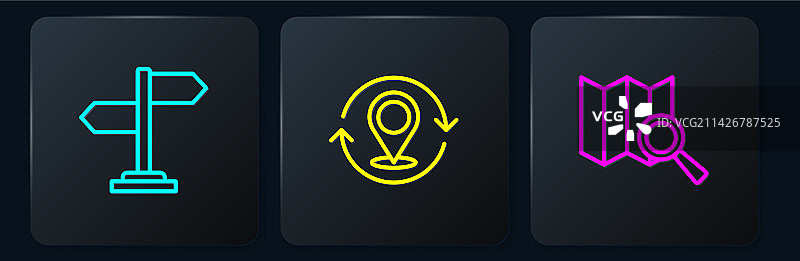 线条道路交通标志搜索位置图片素材