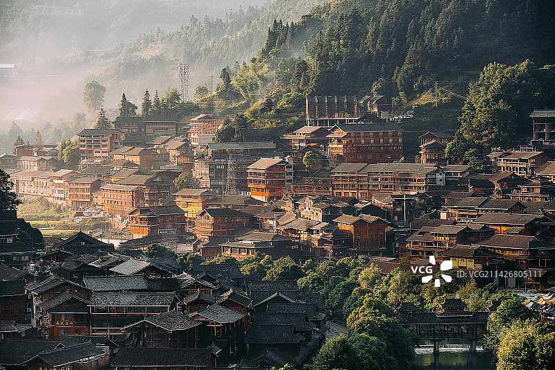 西江苗寨之晨图片素材