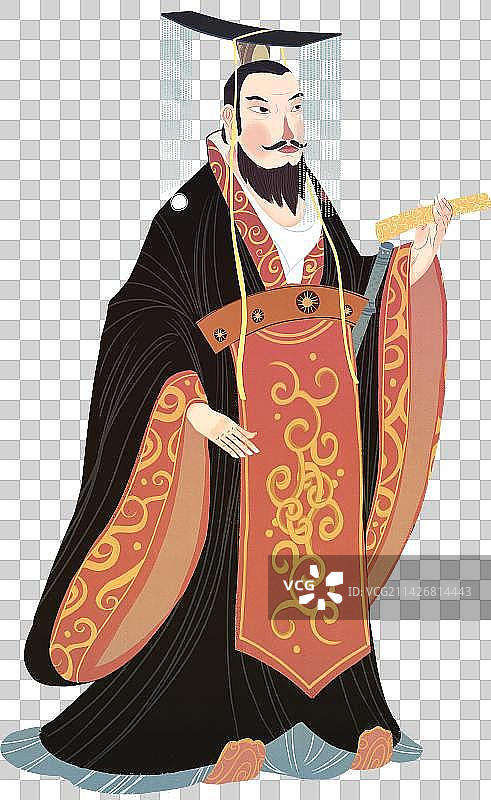 手持圣旨威严发号施令的古代皇帝人物元素图片素材