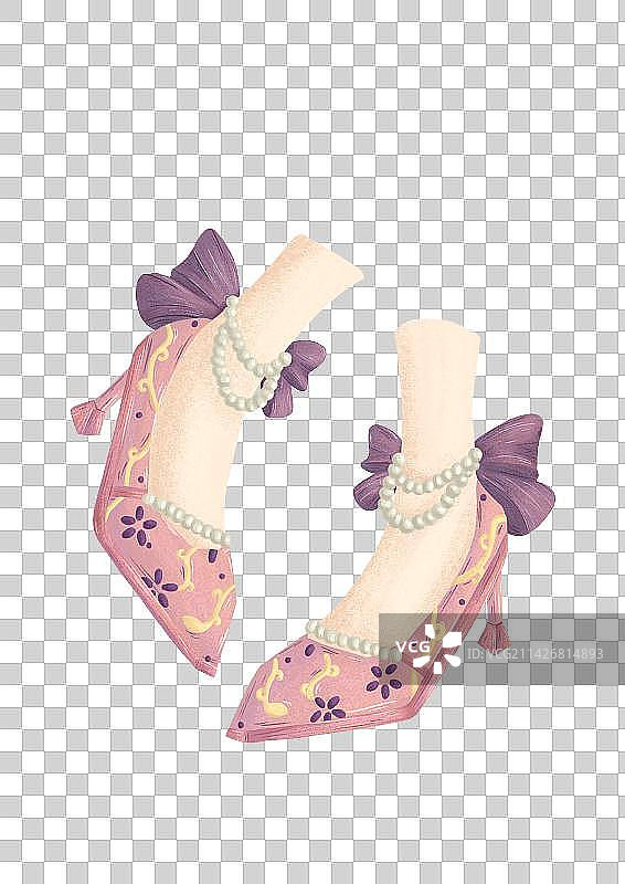 粉紫色复古高跟鞋图片素材