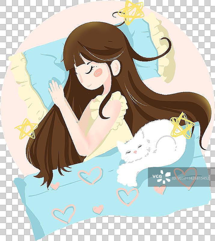 世界睡眠日睡觉女孩温馨免抠素材图片素材