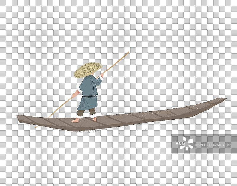 撑篙的渔夫人物元素图片素材